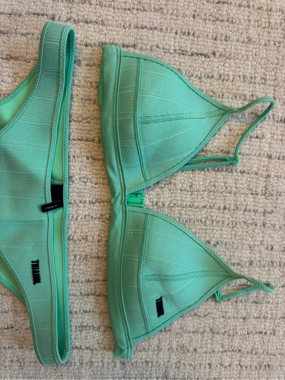 triangl swimwear Mint Green Ribbed Triangle Bikini Set